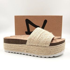 Dirty Laundry Beige Espadrille Platform Slide Sandals